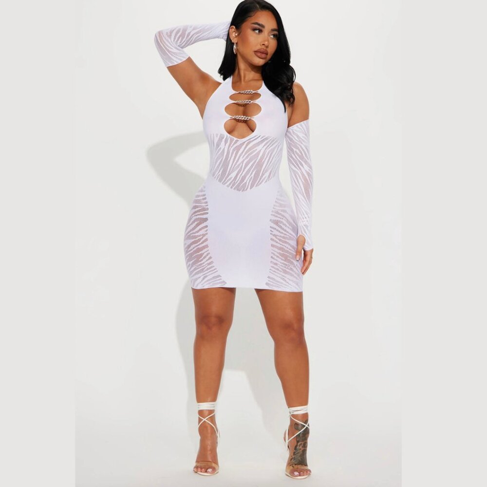 white postergirl inspired dress sheer mini dress